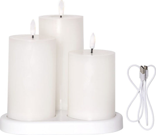 Flamme Charge ladattava LED-kynttilä 3-pack