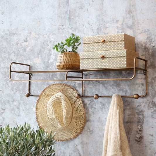 Hylly Chic Antique 7 koukkua 80cm antiikkimessinki