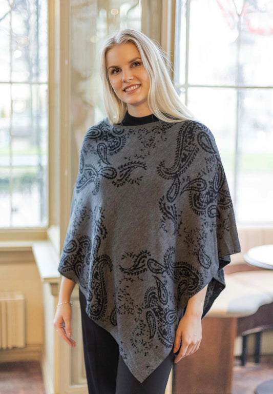 Lasessor Emira poncho 180 t.harmaa