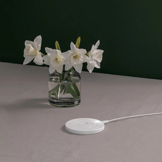 Uyuni Ladattava LED-jalusta, pyöreä, USB-C, valkoinen, 10 x 10 cm