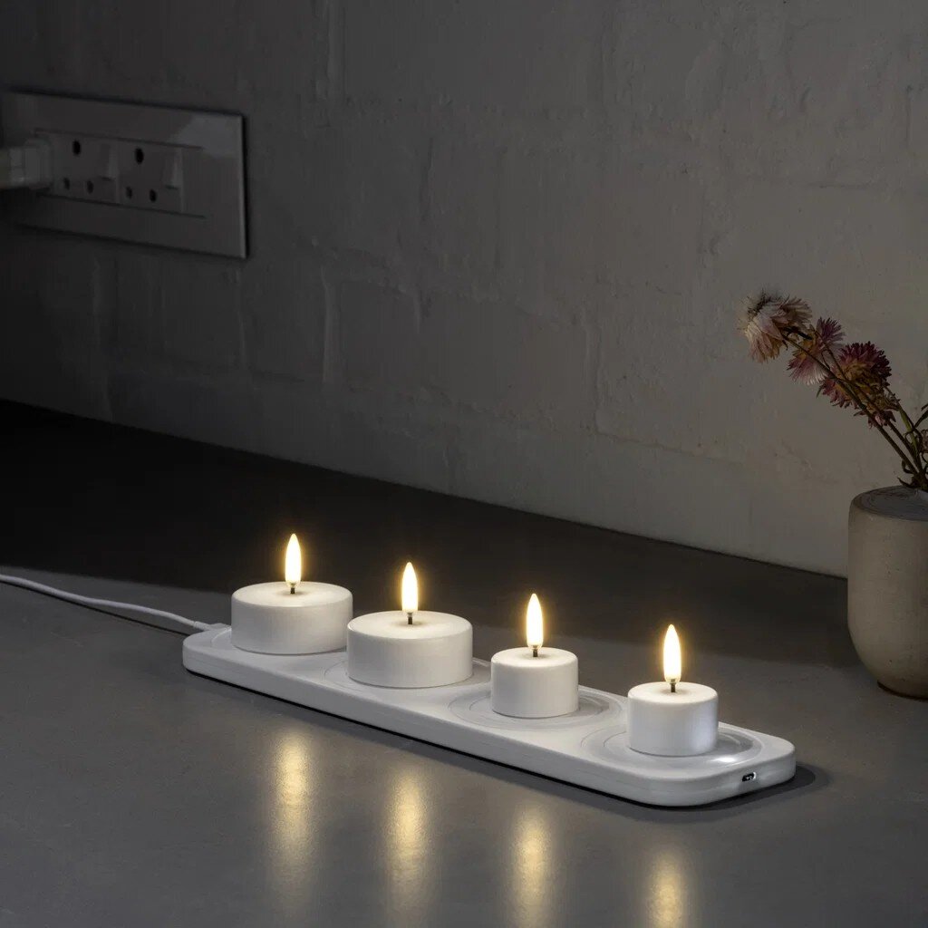 Uyuni Ladattava LED-tuikku, yksinkertainen valkoinen, 3,9 x 2,3cm 2kpl