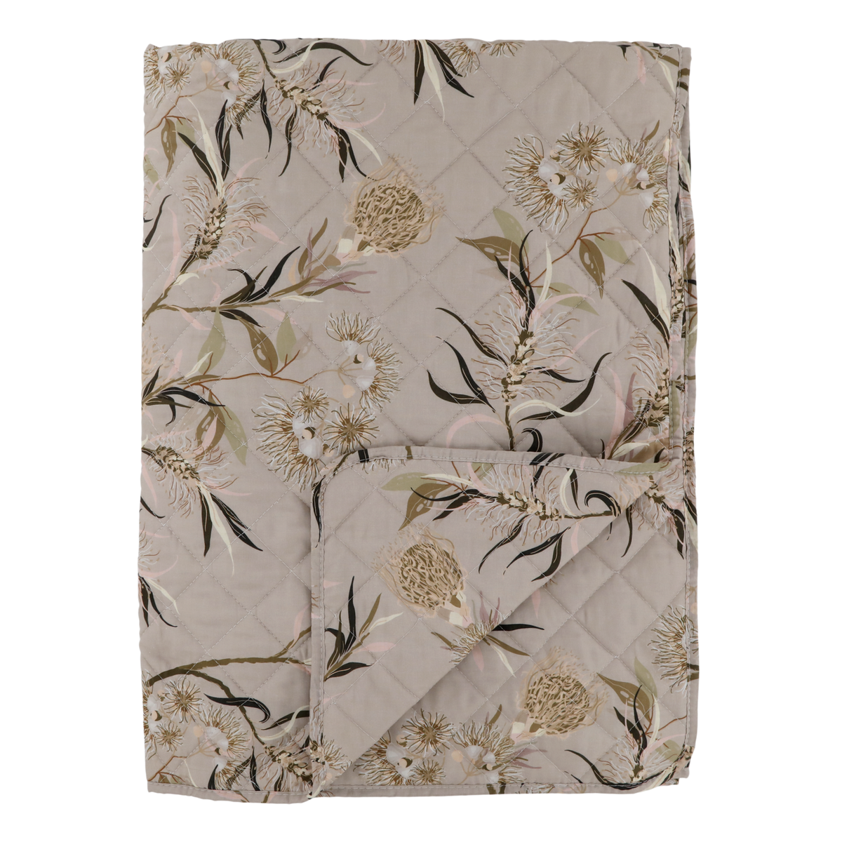 Chic Antique Tikattu peitto kukkakuvio taupe 180x130cm