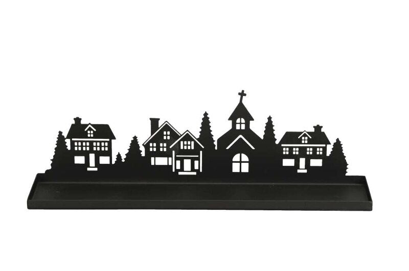 Musta Tarjotin taloilla 35x8, korkeus 11cm