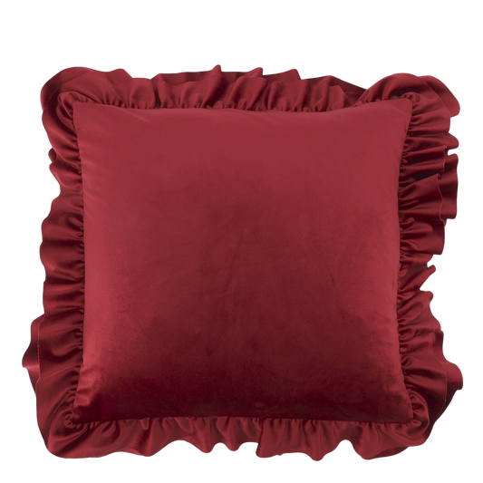 Chic Antique Tyynynpäällinen röyhelöreunalla punainen 45x45cm
