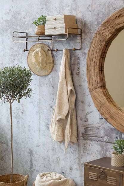 Hylly Chic Antique 7 koukkua 80cm antiikkimessinki