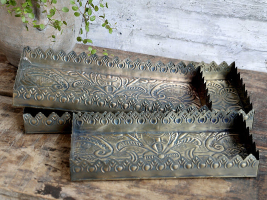 Chic Antique metalli tarjotin suorakaide L