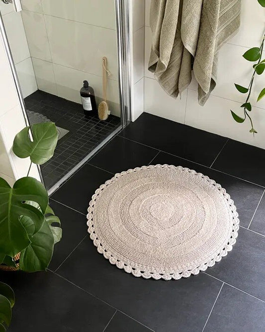 Pyöreä kylpyhuonematto Rimini hiekka 70cm