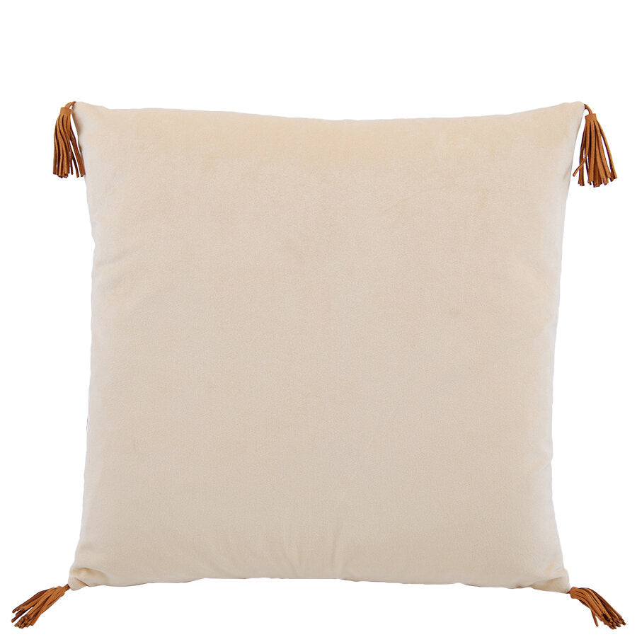 Samettityynynpäällinen tupsuilla keltainen 45x45cm