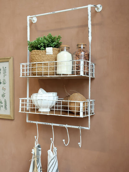 Chic Antique metalli Hylly koukuilla antiikkikerma