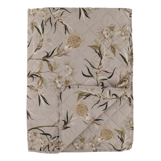 Chic Antique Tikattu peitto kukkakuvio taupe 180x130cm