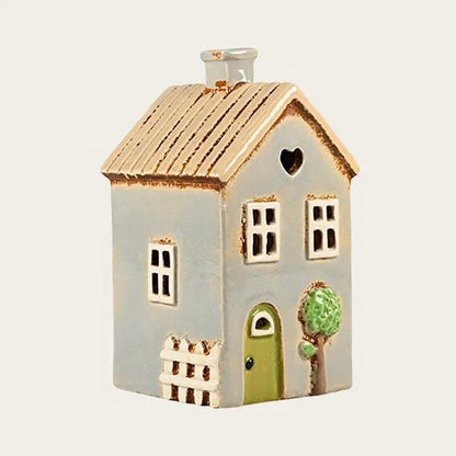Talolyhty koristepuu ja sydän siniharmaa 16x9x9 cm