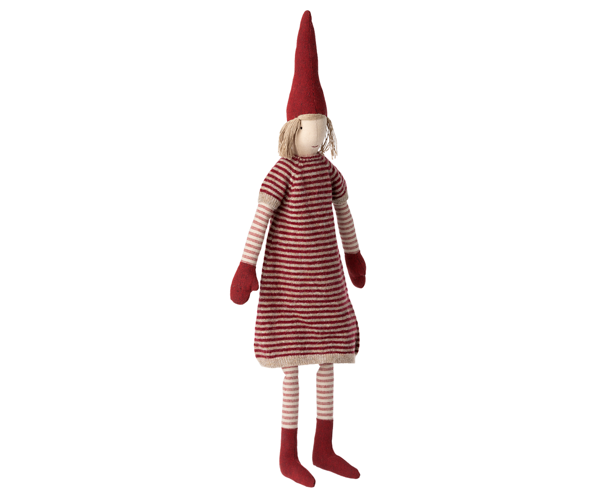 Maileg Tonttutyttö maxi Pixy raitamekko