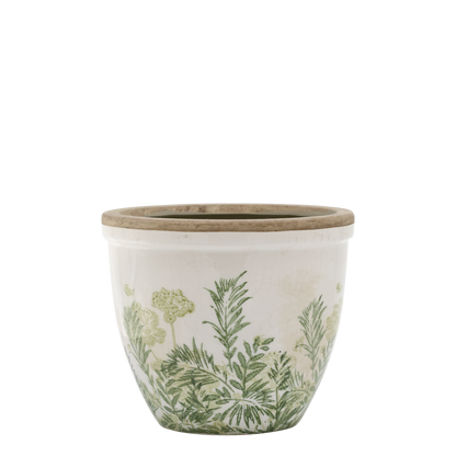 Laval-kukkaruukku kukkakuviolla 13x15 cm vihreä/kerma