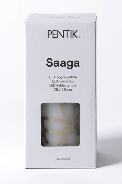 Pentik Saaga Led-kynttilä valko/ruskea 7,5x12,5cm
