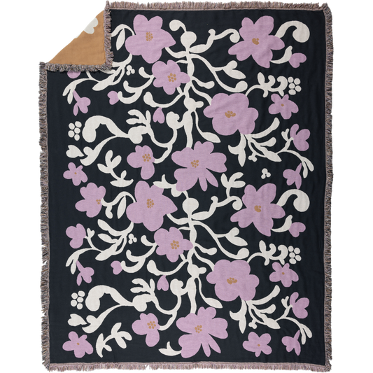 Ruusumalva Torkkupeitto Jacquard Tummanharmaa 130x170 cm