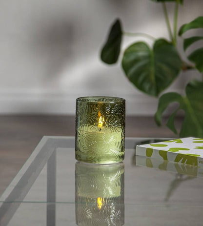 Flamme Leaf LED-pöytäkynttilä 12,5 cm vihreä